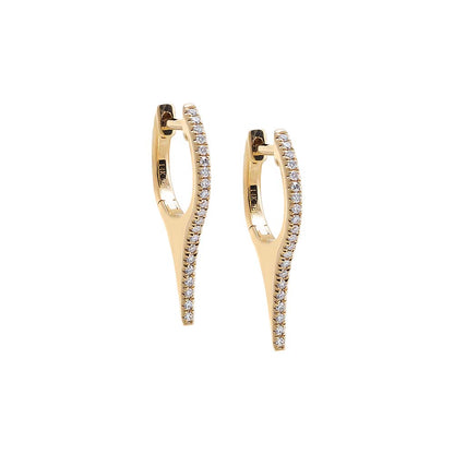 Diamond Pave Elongated Spike Huggie Earring 14K