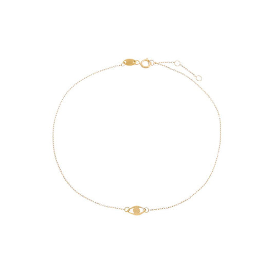 Solid Evil Eye Pendant Anklet 14K