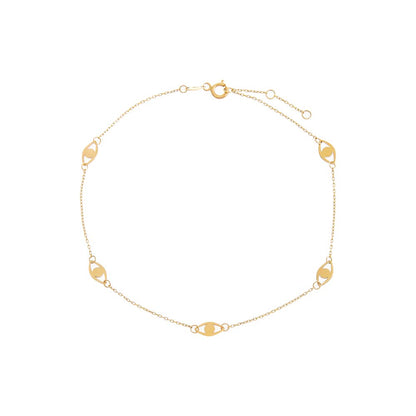 Solid Multi Evil Eye Anklet 14K