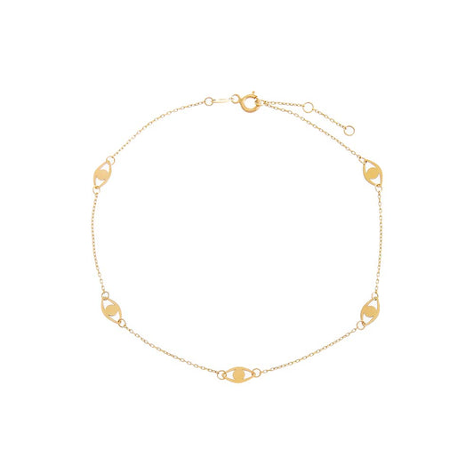 Solid Multi Evil Eye Anklet 14K