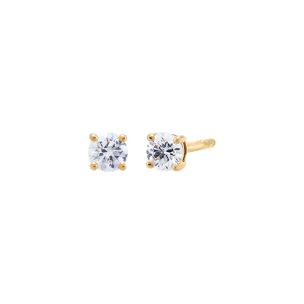 Lab Grown Diamond Solitaire Four Prong Stud Earring 14K