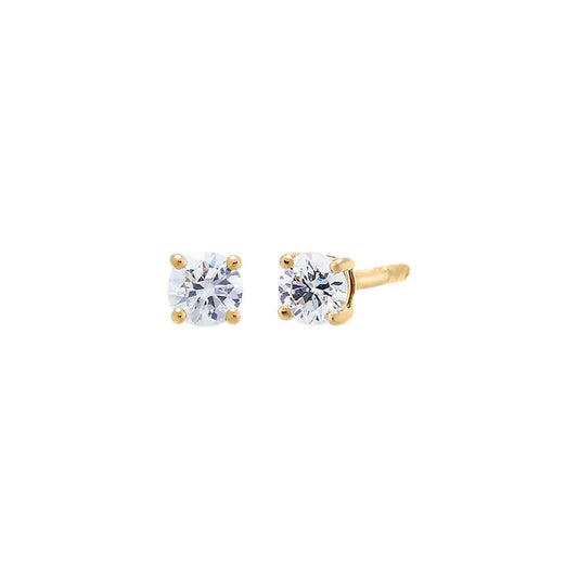 Lab Grown Diamond Solitaire Four Prong Stud Earring 14K