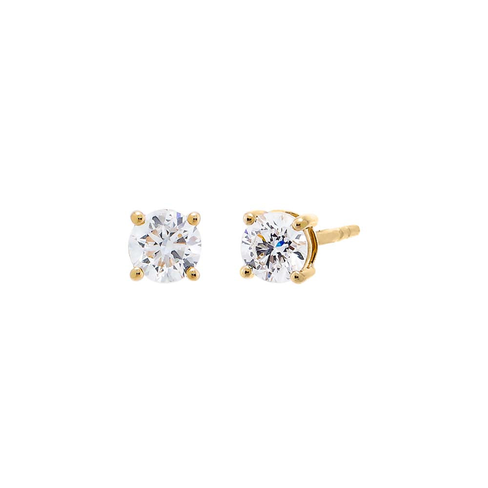 Lab Grown Diamond Solitaire Four Prong Stud Earring 14K