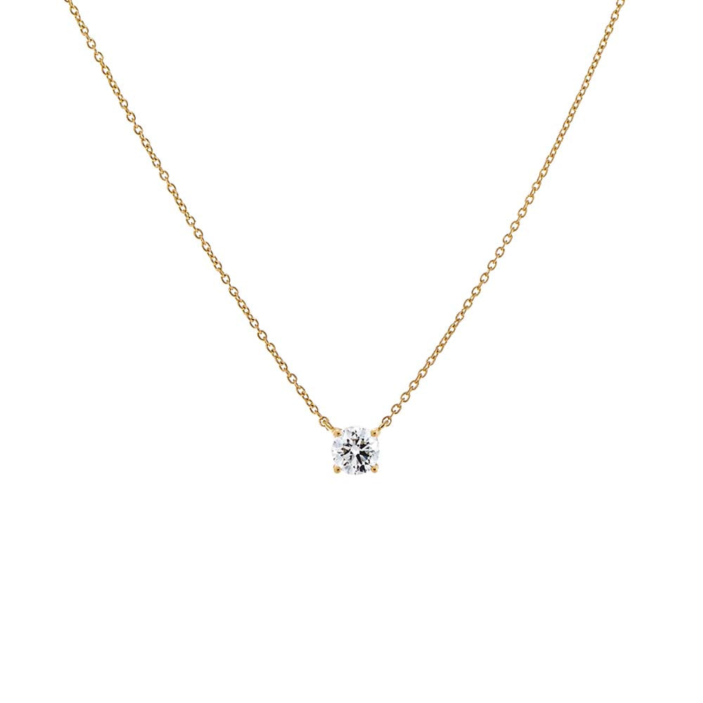 Lab Grown Diamond Round Solitaire Necklace 14K