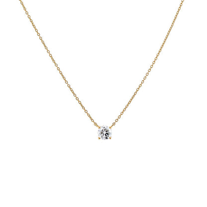 Lab Grown Diamond Round Solitaire Necklace 14K