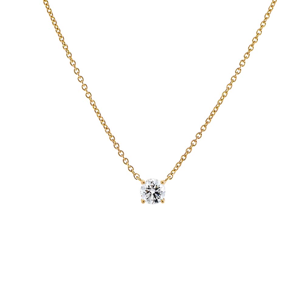 Lab Grown Diamond Round Solitaire Necklace 14K