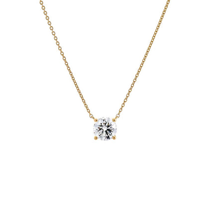 Lab Grown Diamond Round Solitaire Necklace 14K