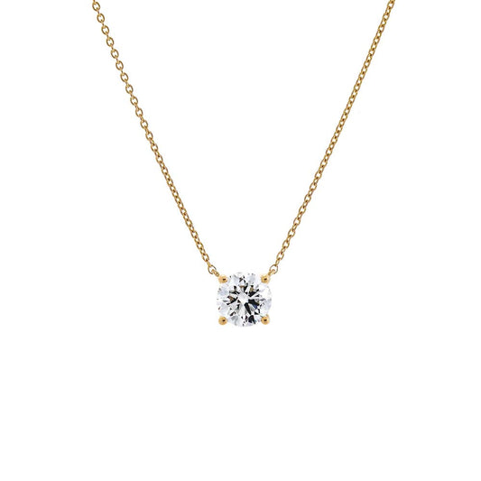 Lab Grown Diamond Round Solitaire Necklace 14K