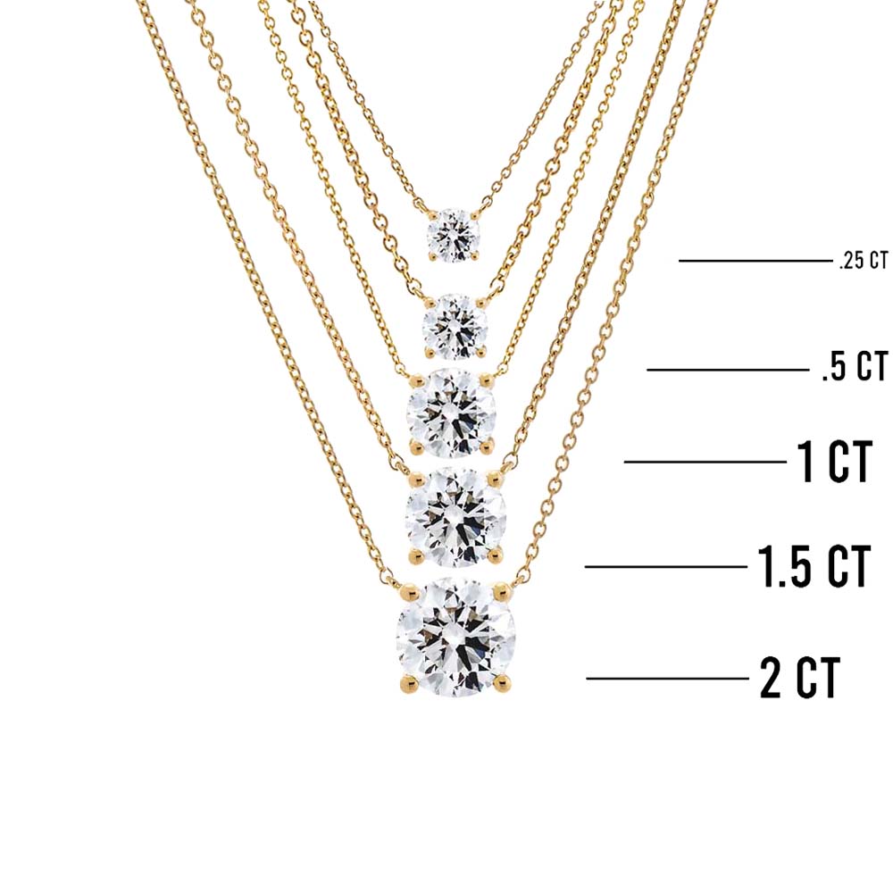 Lab Grown Diamond Round Solitaire Necklace 14K