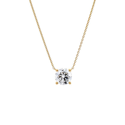 Lab Grown Diamond Round Solitaire Necklace 14K