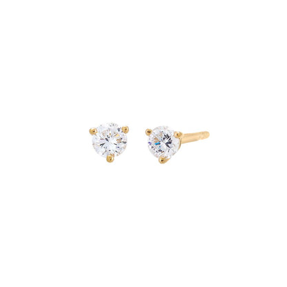 Lab Grown Diamond Solitaire Three Prong Stud Earring 14K