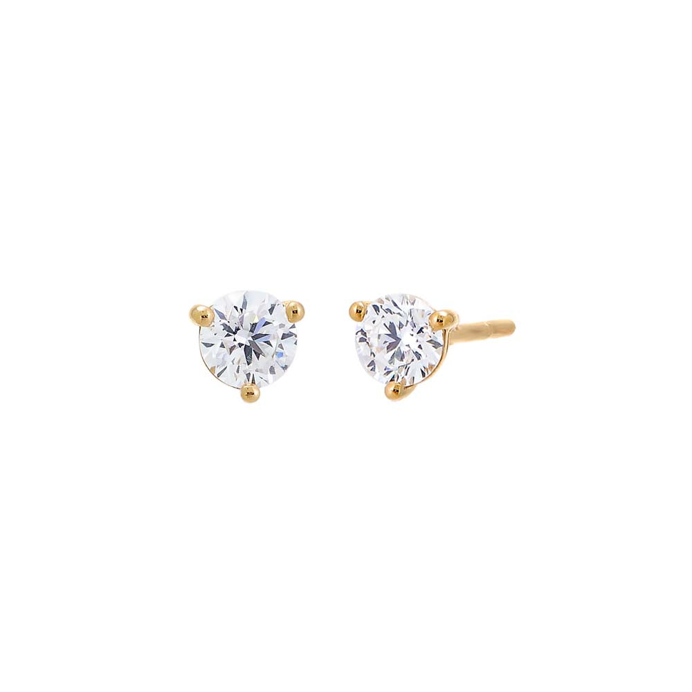 Lab Grown Diamond Solitaire Three Prong Stud Earring 14K