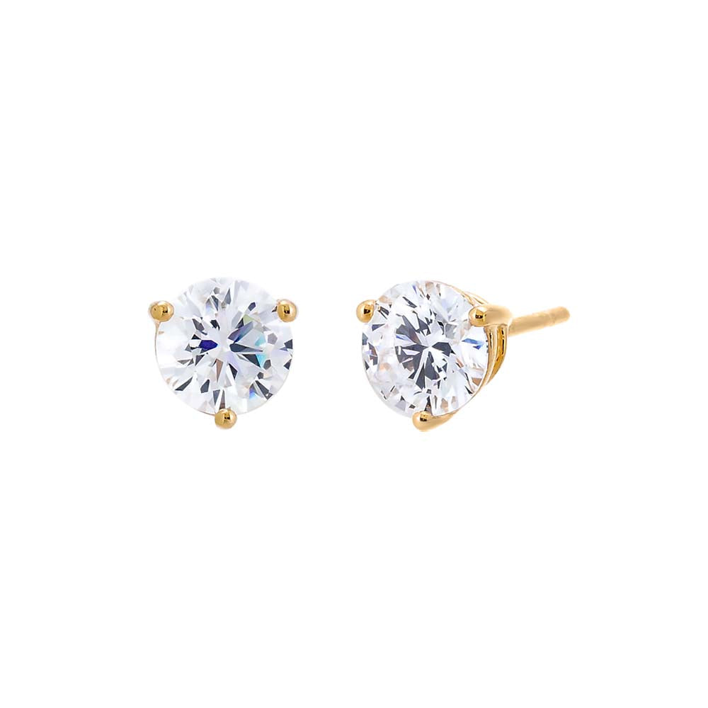 Lab Grown Diamond Solitaire Three Prong Stud Earring 14K