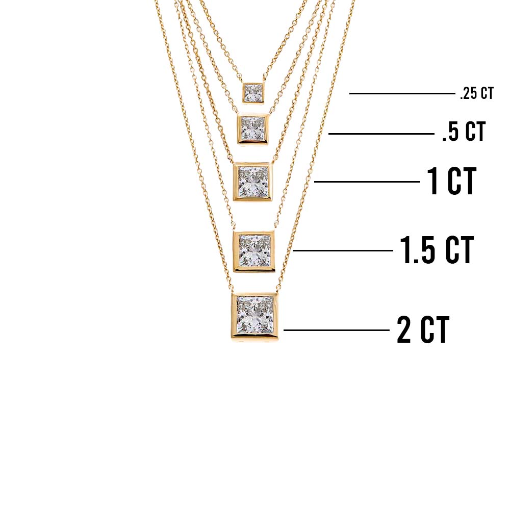 Lab Grown Diamond Princess Cut Bezel Necklace 14K