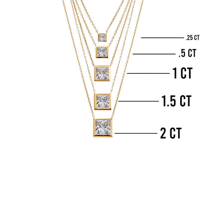 Lab Grown Diamond Princess Cut Bezel Necklace 14K