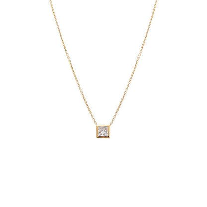 Lab Grown Diamond Princess Cut Bezel Necklace 14K