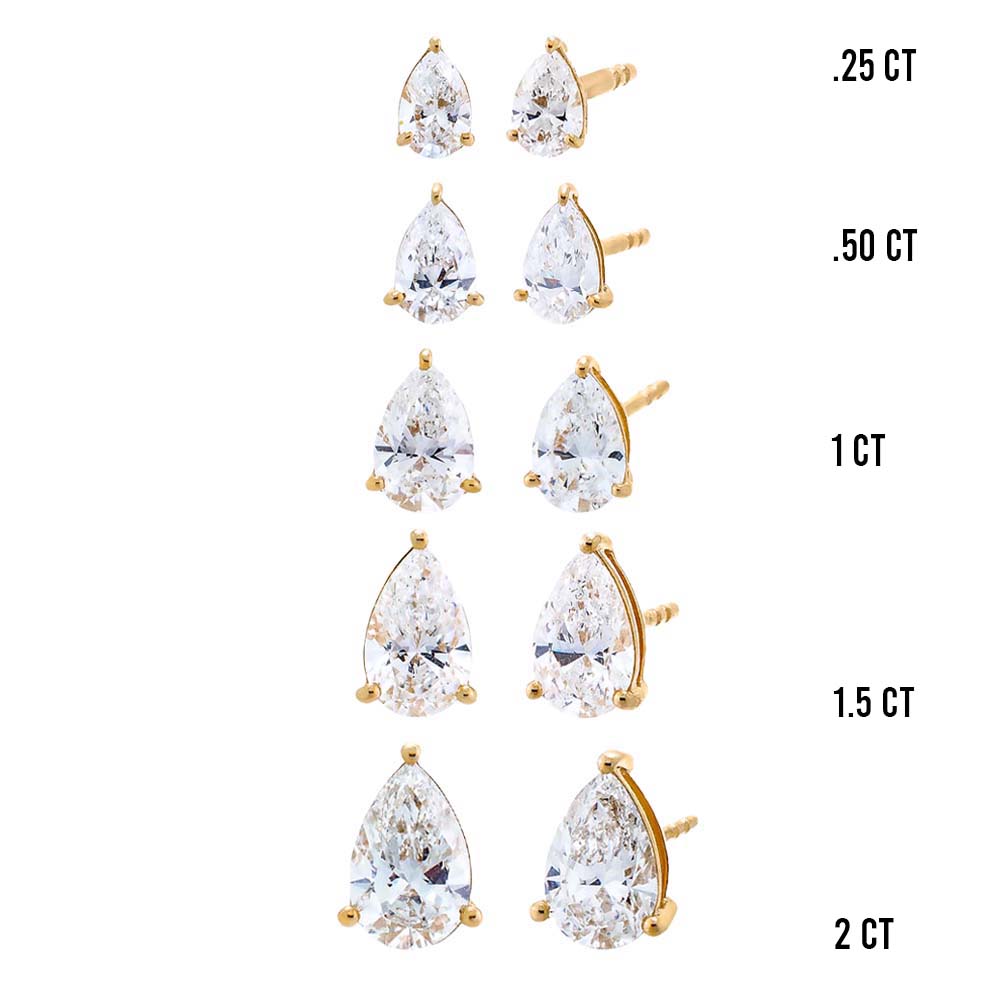 Lab Grown Diamond Pear Stud Earring 14K