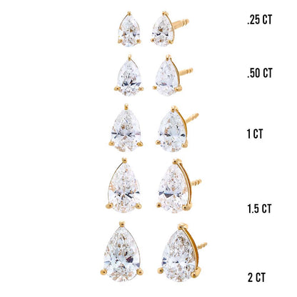 Lab Grown Diamond Pear Stud Earring 14K