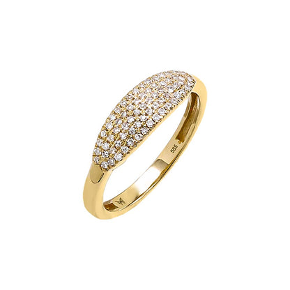 Diamond Pave Elongated Signet Pinky Ring 14K