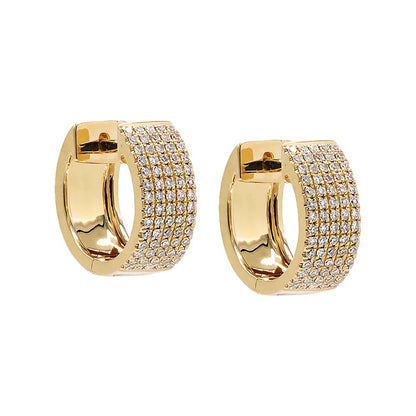 Diamond Pave Five Row Huggie Earring 14K