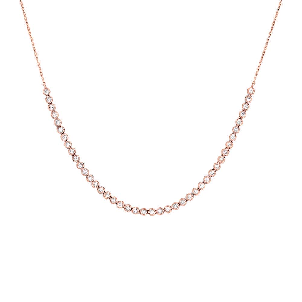 Diamond Thin Half Tennis Necklace 14K