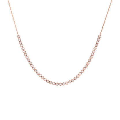 Diamond Thin Half Tennis Necklace 14K