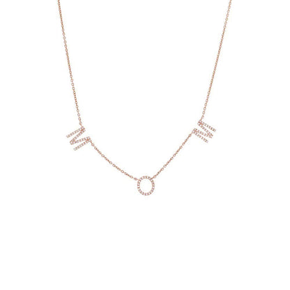 Diamond Pave Mom Necklace 14K