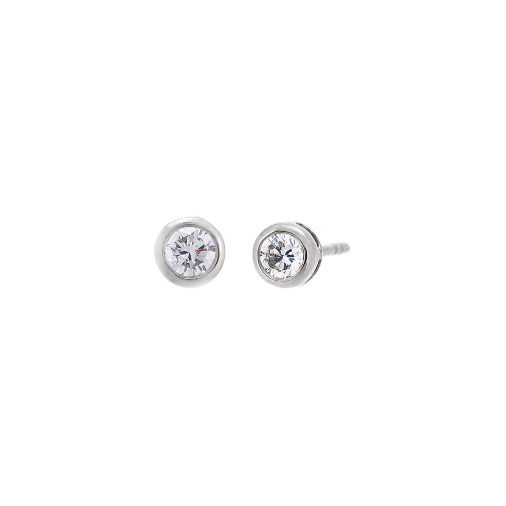 Lab Grown Diamond Solitaire Bezel Stud Earring 14K