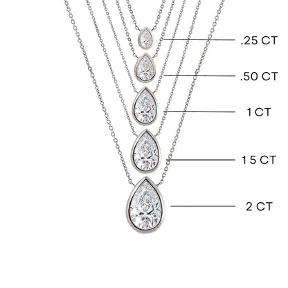 Lab Grown Diamond Pear Bezel Necklace 14K