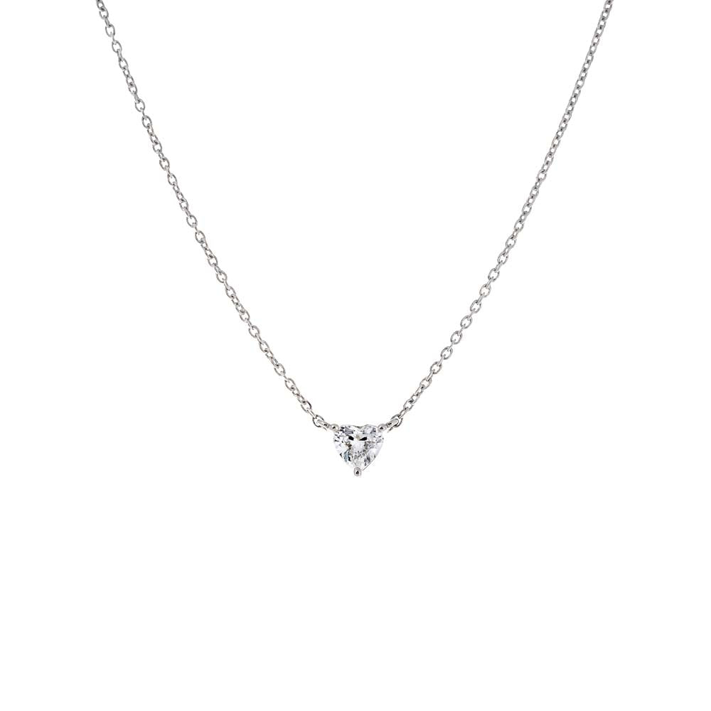 Lab Grown Diamond Heart Solitaire Necklace 14K