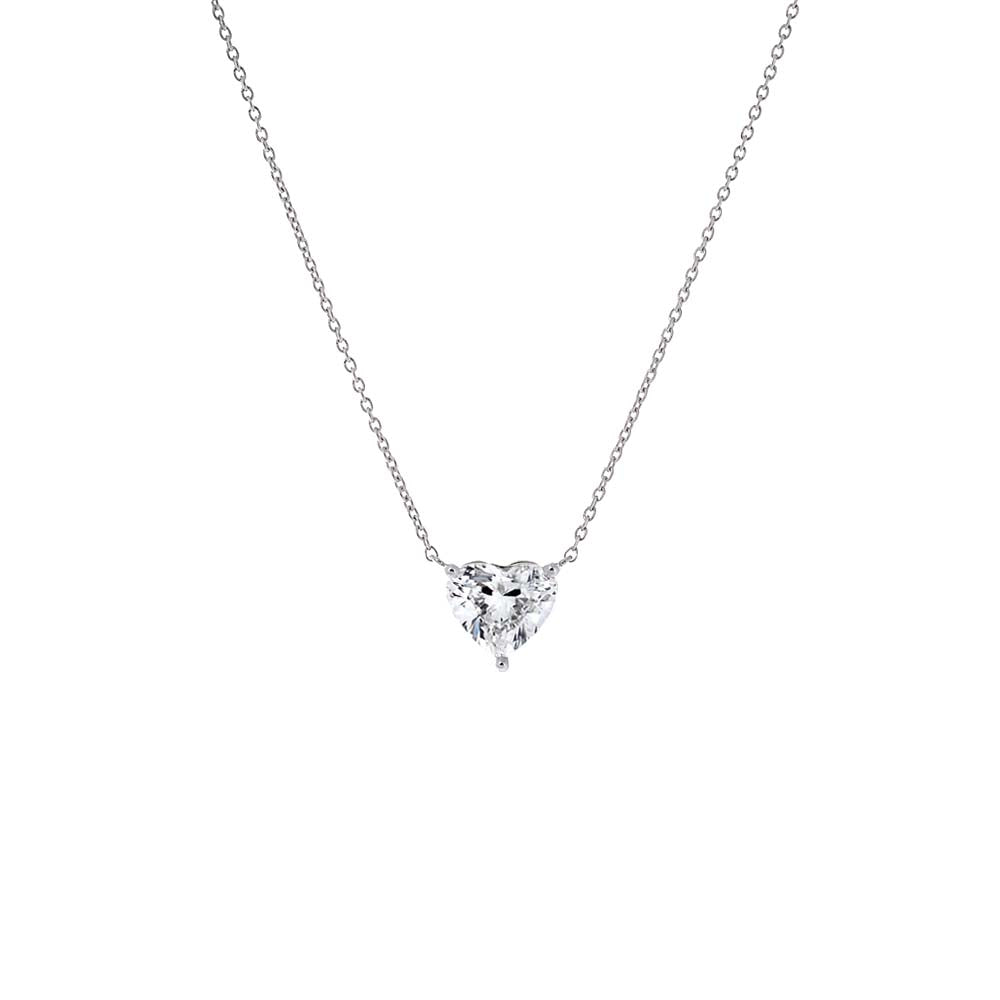 Lab Grown Diamond Heart Solitaire Necklace 14K