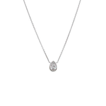 Lab Grown Diamond Pear Bezel Necklace 14K