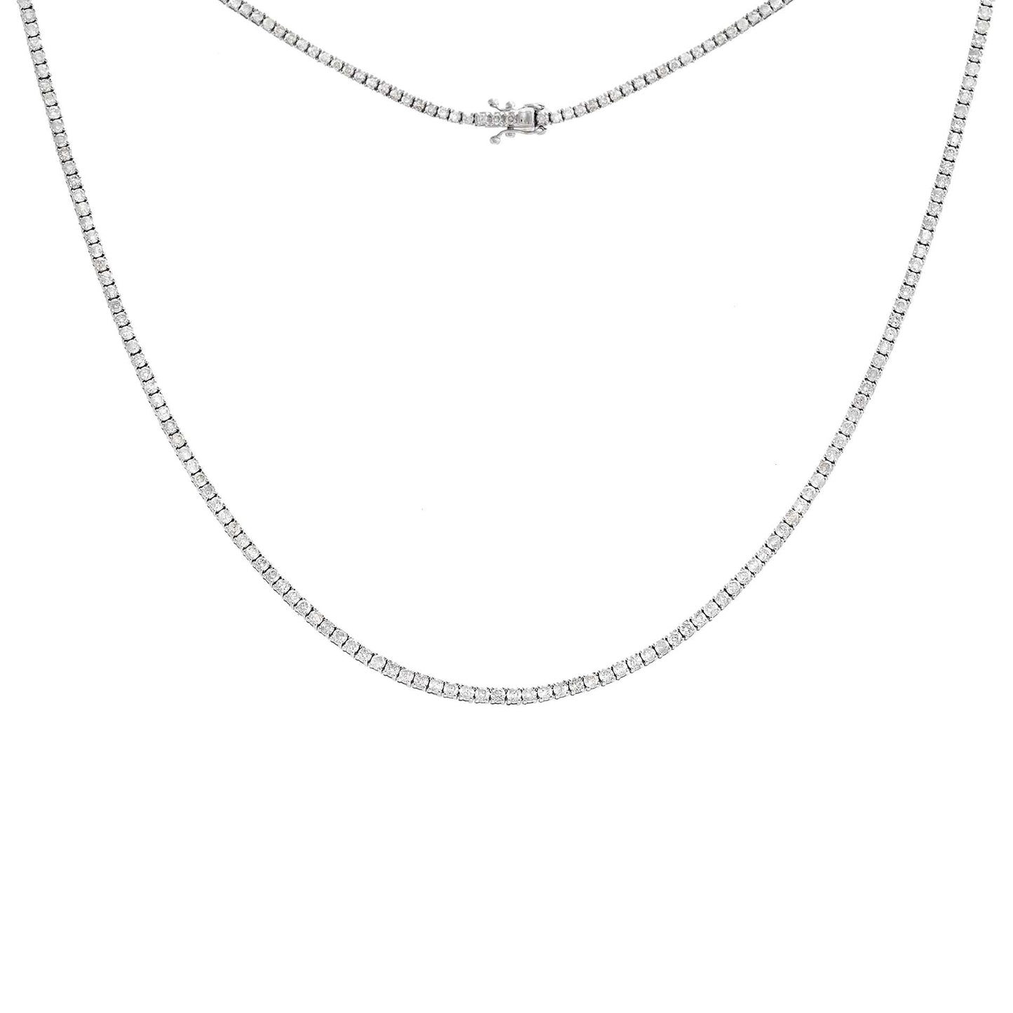 5 Carat Diamond Four Prong Tennis Necklace 14K