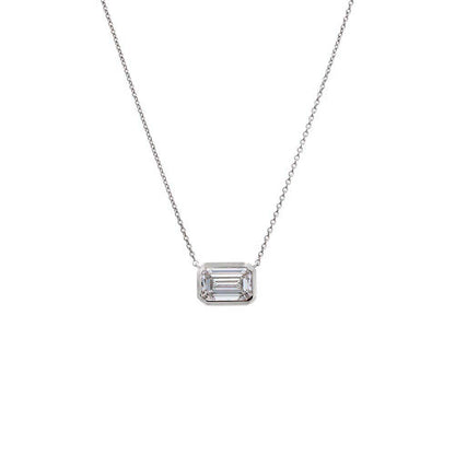 Lab Grown Diamond Emerald Bezel Necklace 14K