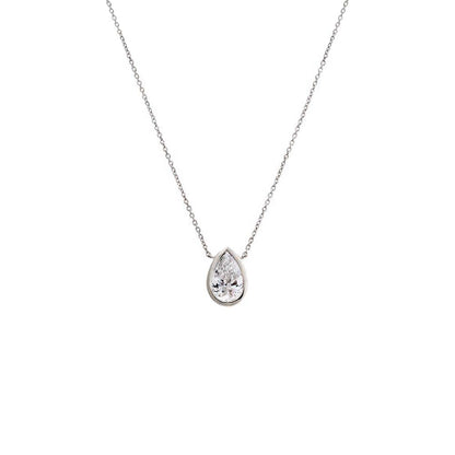 Lab Grown Diamond Pear Bezel Necklace 14K