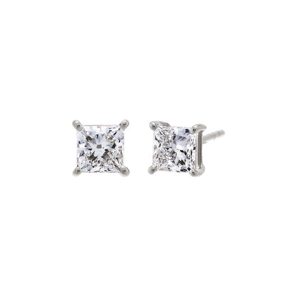 Lab Grown Diamond Princess Cut Four Prong Stud Earring 14K