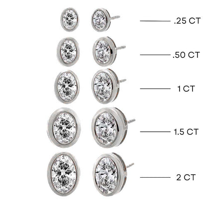 Lab Grown Diamond Oval Bezel Stud Earring 14K