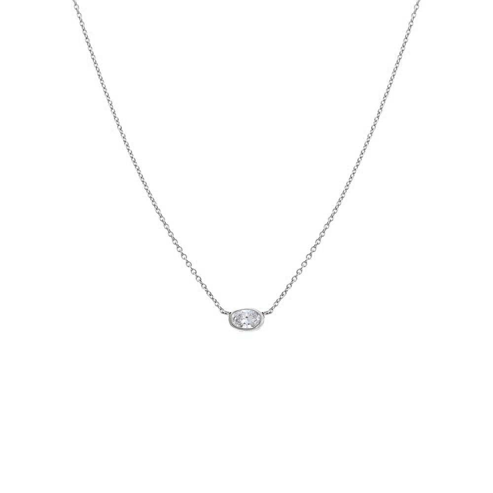 Lab Grown Diamond Oval Bezel Necklace 14K