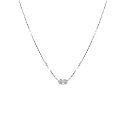 Lab Grown Diamond Oval Bezel Necklace 14K