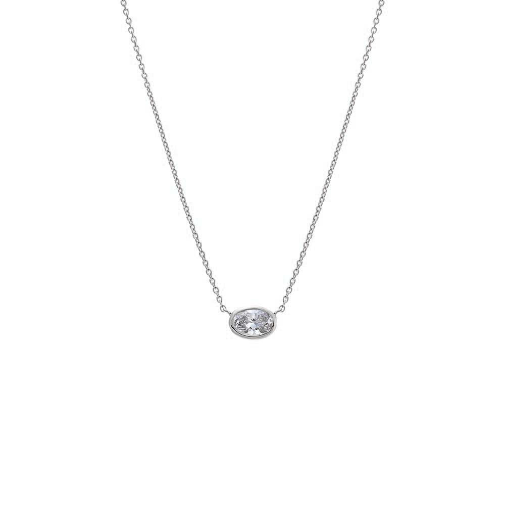 Lab Grown Diamond Oval Bezel Necklace 14K