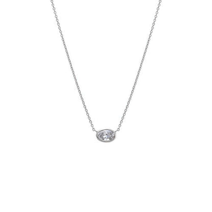 Lab Grown Diamond Oval Bezel Necklace 14K