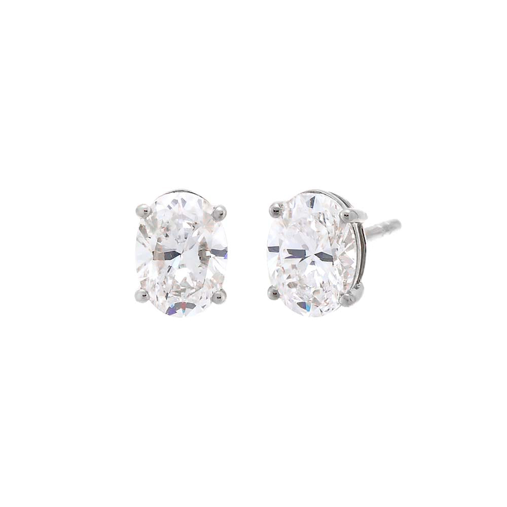 Lab Grown Diamond Oval Four Prong Stud Earring 14K