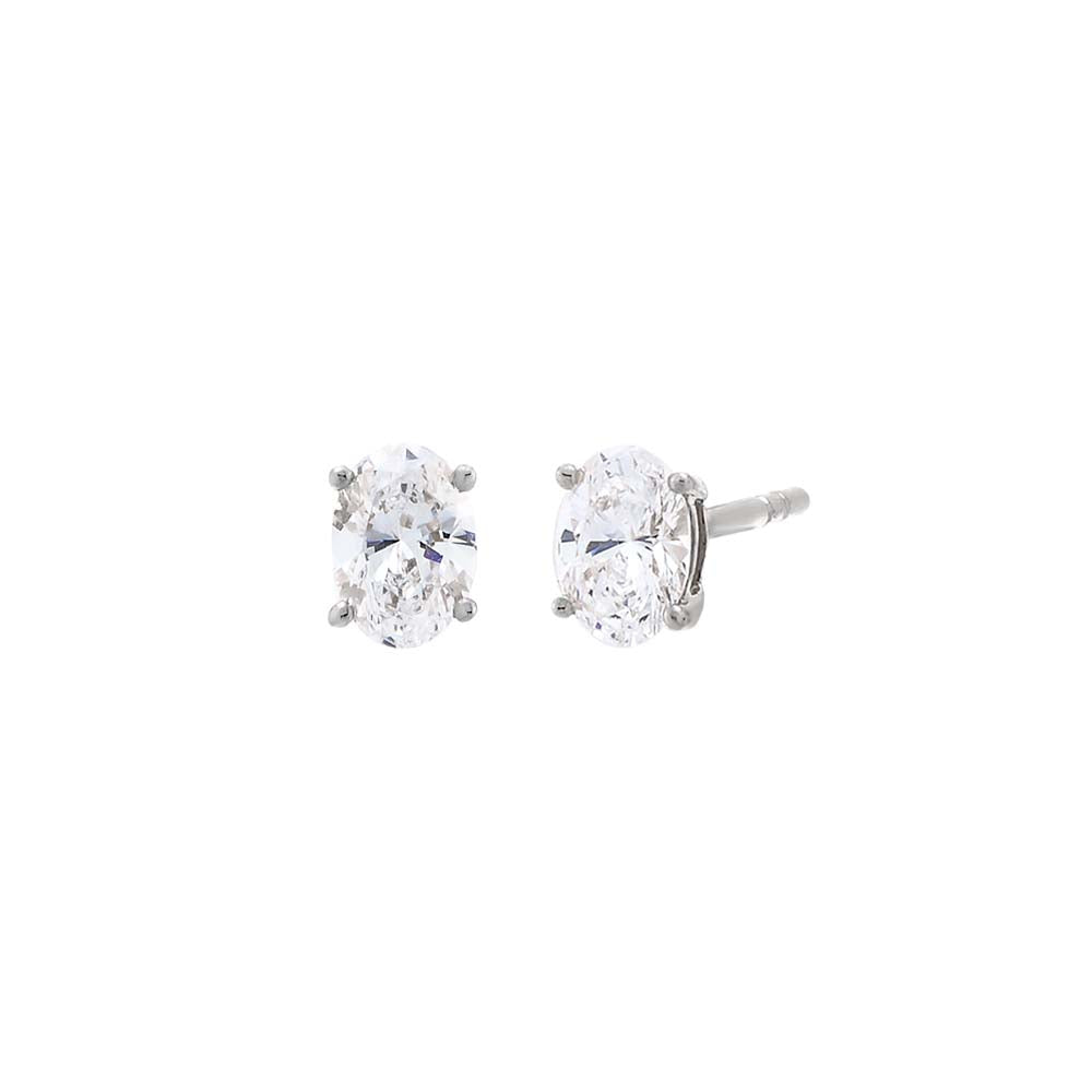 Lab Grown Diamond Oval Four Prong Stud Earring 14K