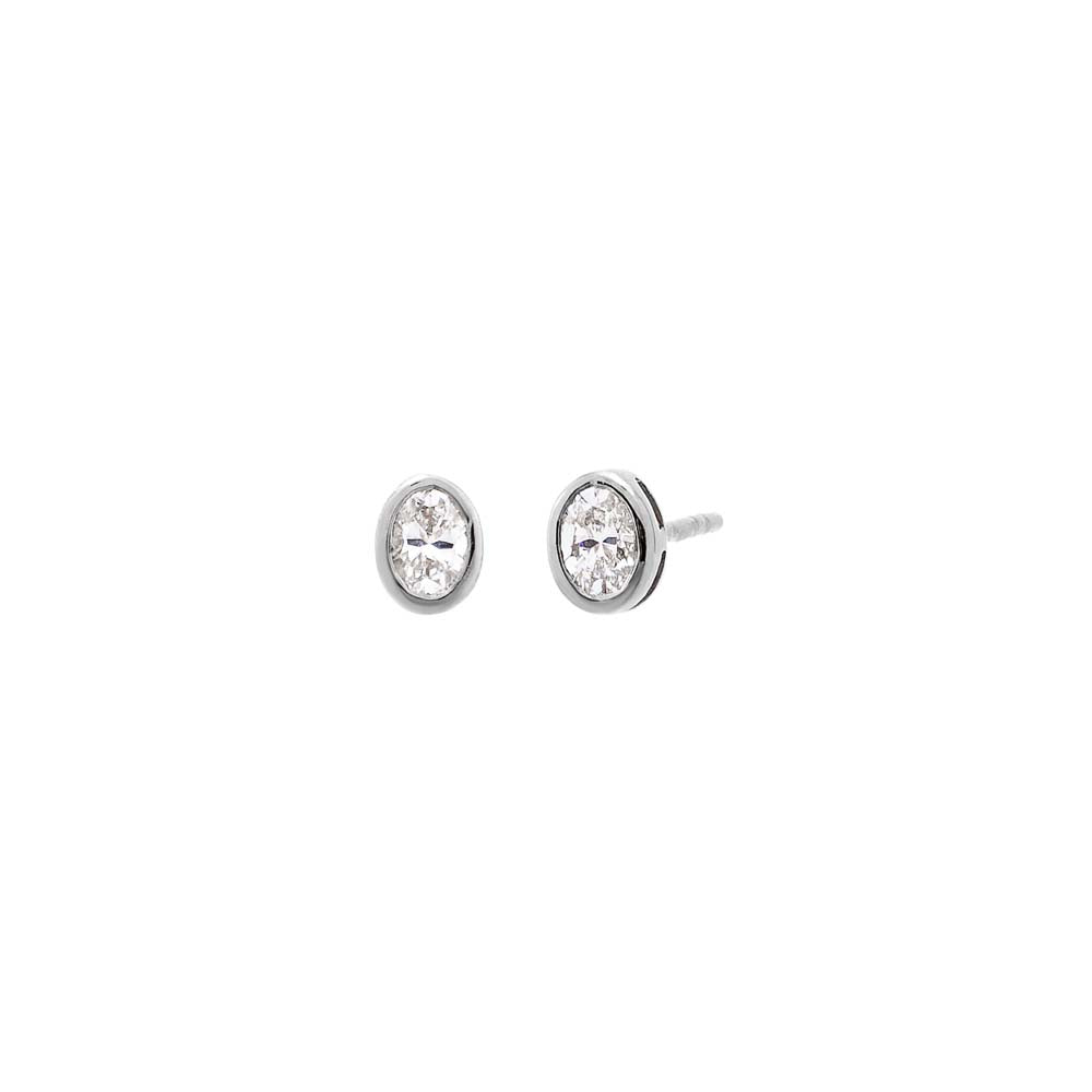 Lab Grown Diamond Oval Bezel Stud Earring 14K