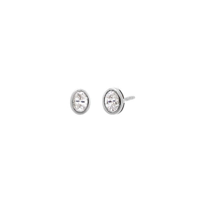 Lab Grown Diamond Oval Bezel Stud Earring 14K