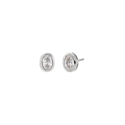 Lab Grown Diamond Oval Bezel Stud Earring 14K