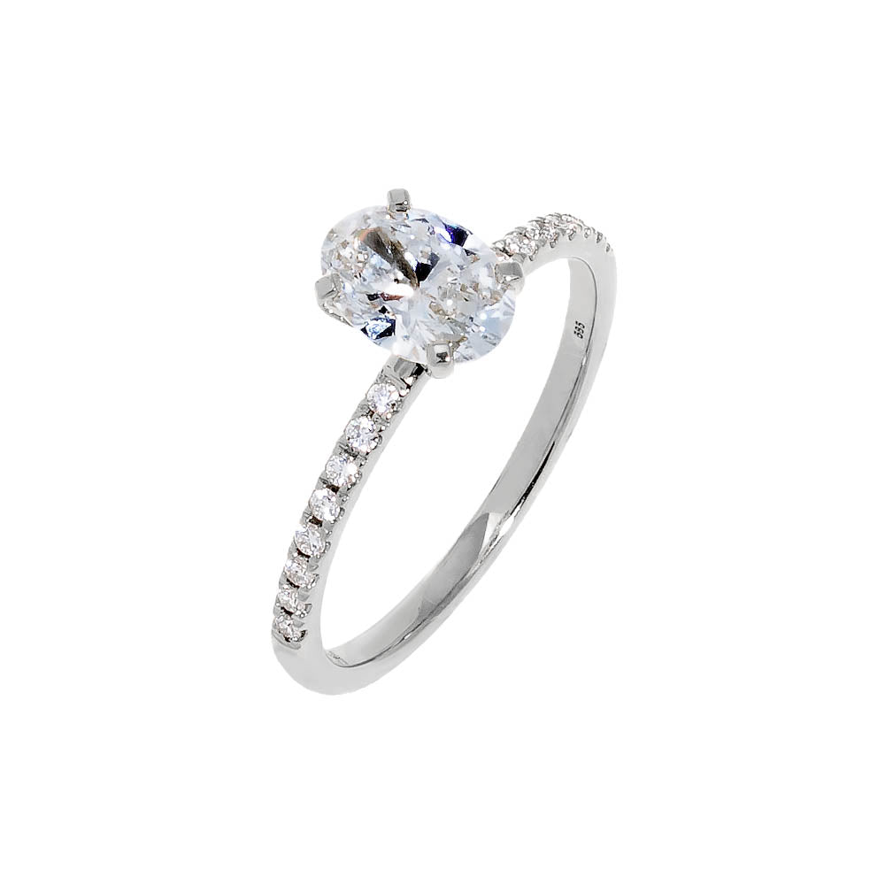 Lab Grown Diamond Pave Oval Cut Engagement Ring 14K