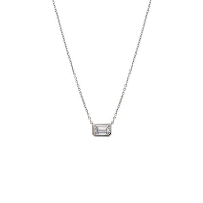 Lab Grown Diamond Emerald Bezel Necklace 14K