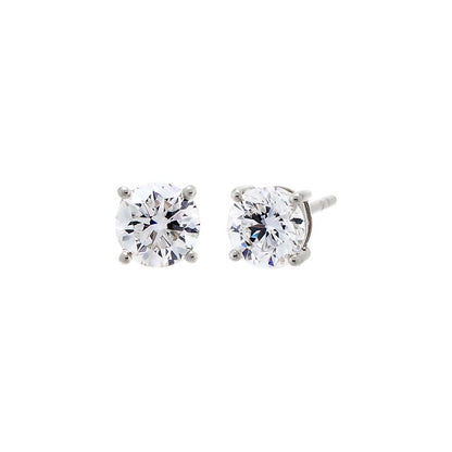 Lab Grown Diamond Solitaire Four Prong Stud Earring 14K