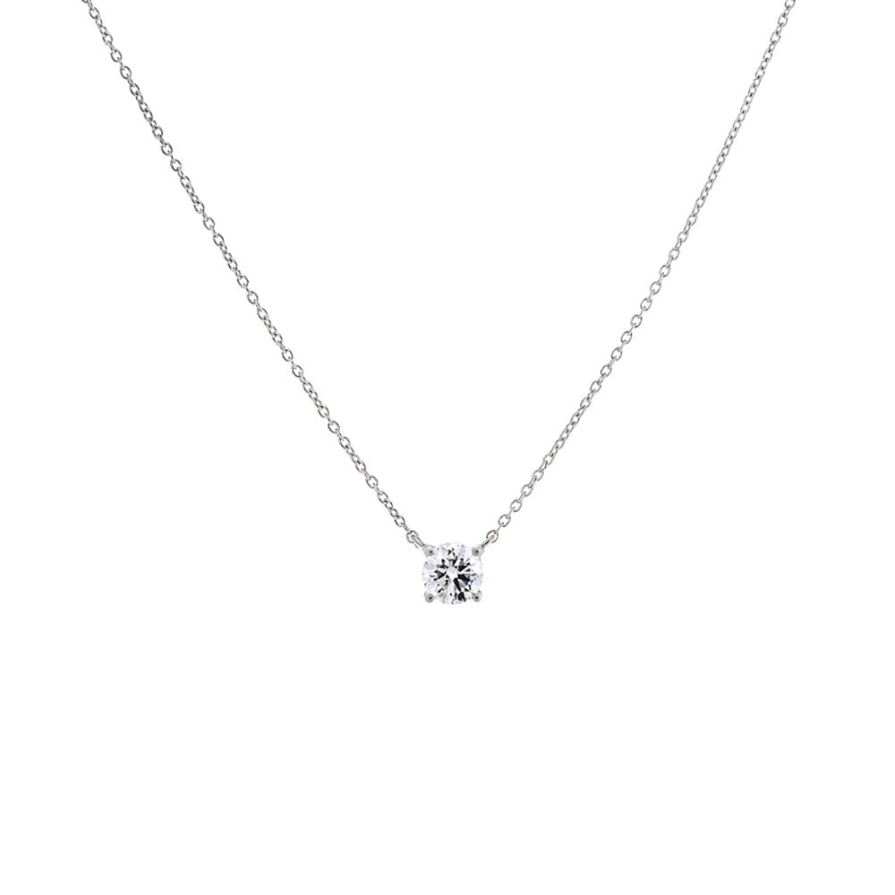 Lab Grown Diamond Round Solitaire Necklace 14K